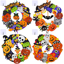 Load image into Gallery viewer, Winlyn 12 Sets Halloween Wreath Decorations Foam Halloween Wreath Signs Craft Kits Pumpkins Jack-O`-Lantern Owl Ghost Witch Bats Monster Stickers for Kids Art Gift Favors Trick-Or-Treaters Front Door
