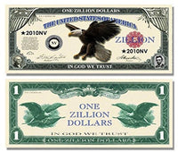 5 Zillion Dollar Bills with Bonus Thanks a Million Gift Card Set