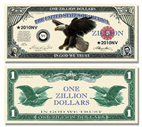 100 Zillion Dollar Bills with Bonus Thanks a Million Gift Card Set