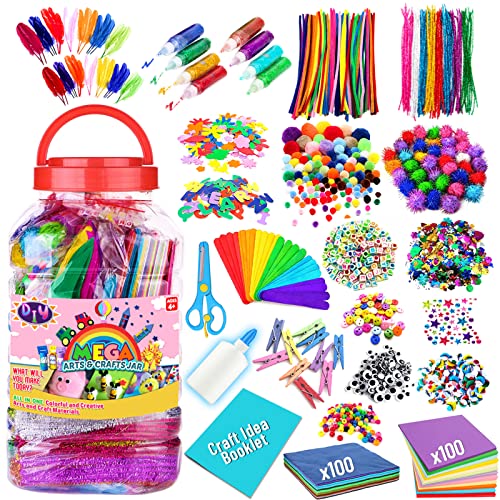 FUNZBO Arts and Crafts Supplies for Kids - Assorted Craft Art Supply Kit for Toddlers Age 4 5 6 7 8 9 - All in One D.I.Y. Crafting Collage Arts Set for Kids (Jumbo)