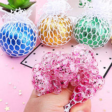 Load image into Gallery viewer, Soft Squishie Grape Mesh Ball Toys Relieve Stress Fidget Grape Balls Squeeze Grape Ball Pink Squishy Stress Ball with Water Beads (Rainbow)
