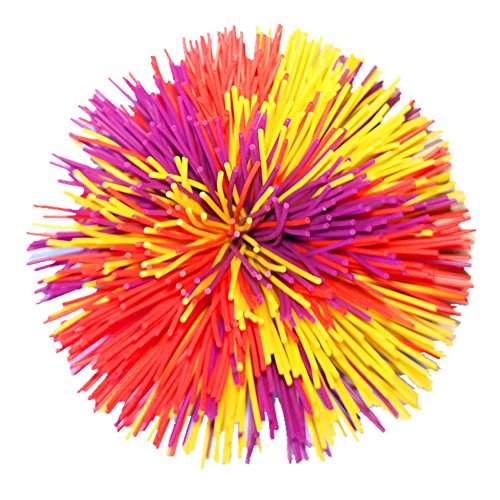 3.2Inch Colorful Stringy Ball,Thick Silicone Bouncing Fluffy Jugging Ball Monkey Stress Ball Office Stress Toys (Purple Red Yellow, Medium)