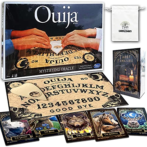 Classic Ouija Board Bundle with Tarot Familiars Cards and Random Color Drawstring Bag