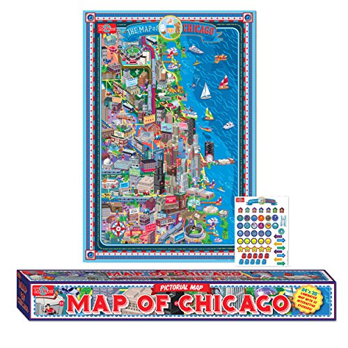 T.S. Shure Pictorial Map of Chicago Laminated Poster with Interactive Stickers