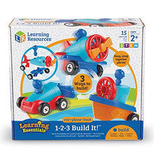 Load image into Gallery viewer, Learning Resources 1-2-3 Build it! Car, Boat, Plane, 15 Pieces
