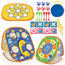 Load image into Gallery viewer, 3 in 1 Bean Bag Toss Game Set for Kids, Outside Toys for Kids Toddlers Ages 3-5 4-8 4-7, Collapsible Cornhole and Dart Board with 8 Bean Bags, Crab &amp; Turtle Themed, Birthday Gift for Boys Girls (gold)

