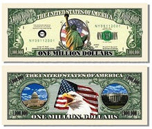 Load image into Gallery viewer, 100 Lady Liberty Million Dollar Bills with Bonus Thanks a Million Gift Card Set
