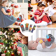 Load image into Gallery viewer, Pssopp 4Pcs Baby Wristband and Socks Rattle Toys, Sock Hanging Toy Infant Baby Cute Lovely Soft Baby Socks Toys Wrist Rattles Infant Toy(#1)
