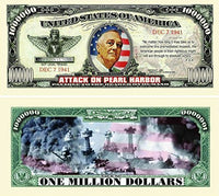 5 Pearl Harbor Million Dollar Bills with Bonus Thanks a Million Gift Card Set