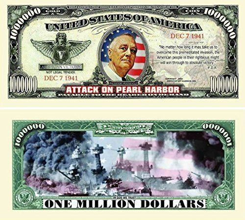 10 Pearl Harbor Million Dollar Bills with Bonus Thanks a Million Gift Card Set
