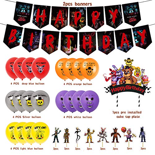 Five Nights at Freddy Theme Birthday Party Decorations,Five Nights Party Supply Set for Kids with 1 Happy Birthday